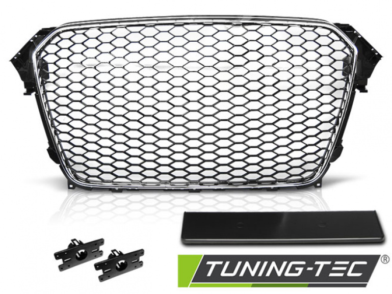 Upgrade Sportgrill / Kühlergrill für Audi A4 B8 (8K) Facelift 11-15 schwarz/chrom in Wabendesign